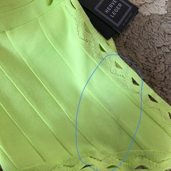 Herve Leger Neon Yellow Delfine Bodycon Dress S - Picture 7 of 8